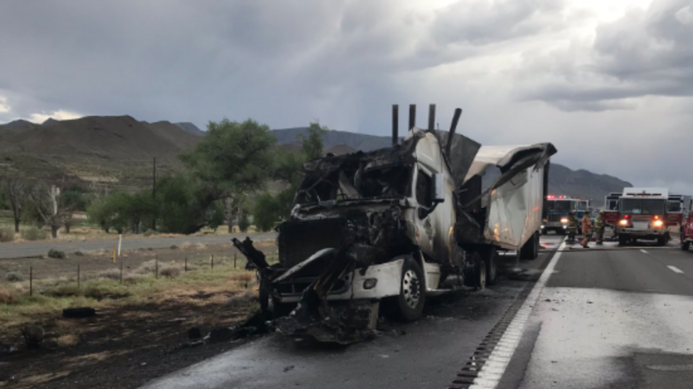 Semitruck caught on fire closes I80 eastbound lanes for hours KRNV