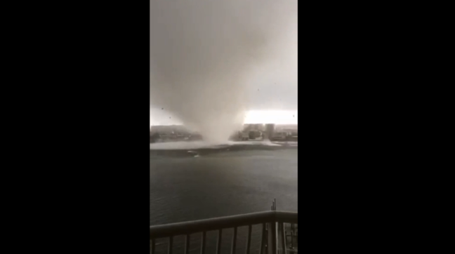 Watch: Massive waterspout comes ashore near Pensacola