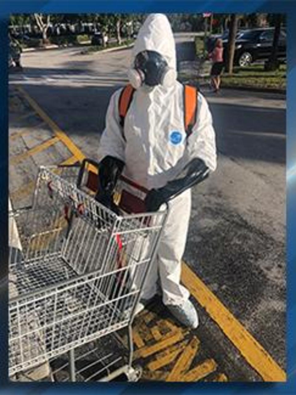 Man In Hazmat Suit Spotted At Local Costco Line To Get Into Store