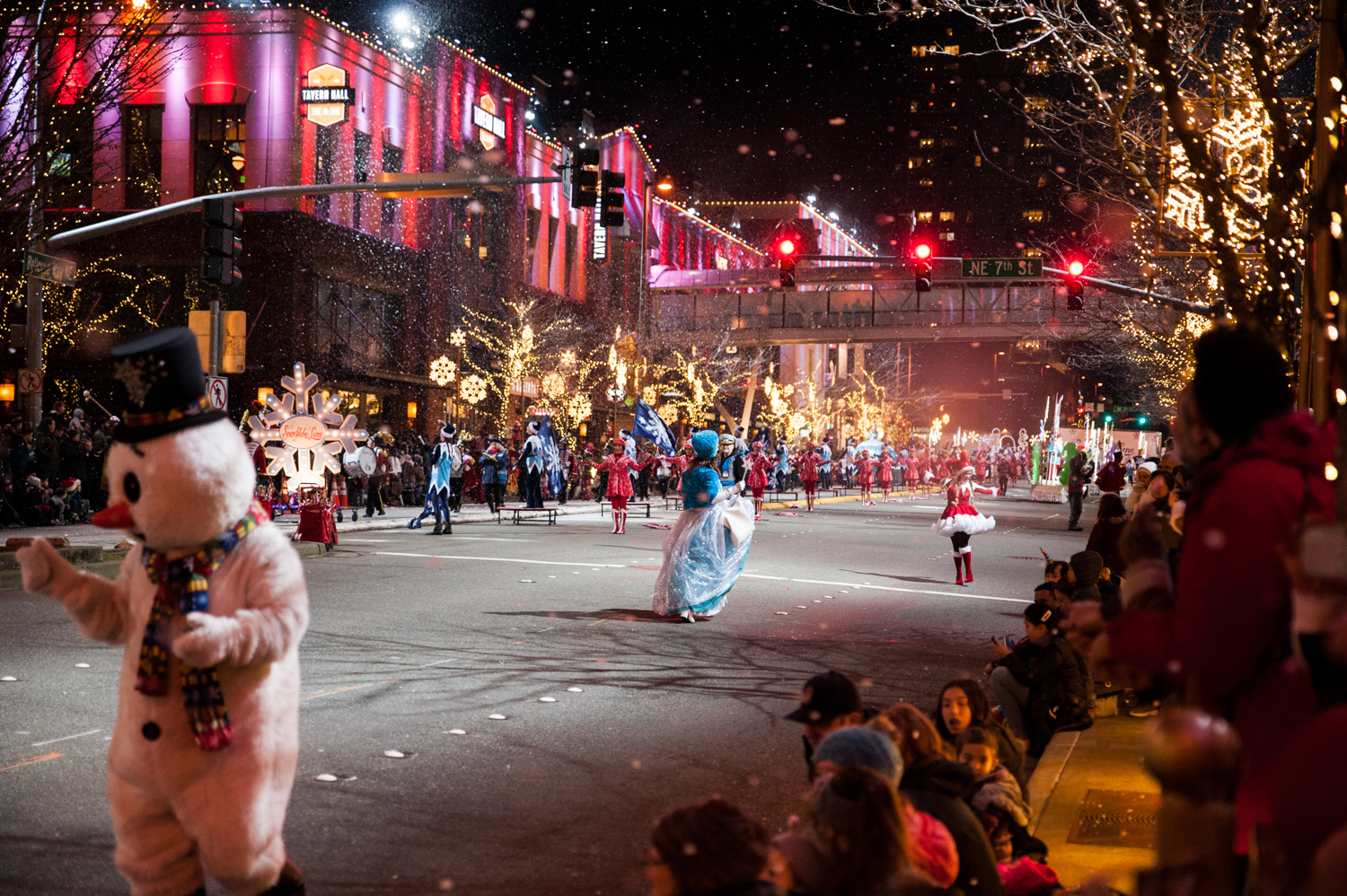 Photos Snow falls every night on Bellevue's Snowflake Lane Seattle